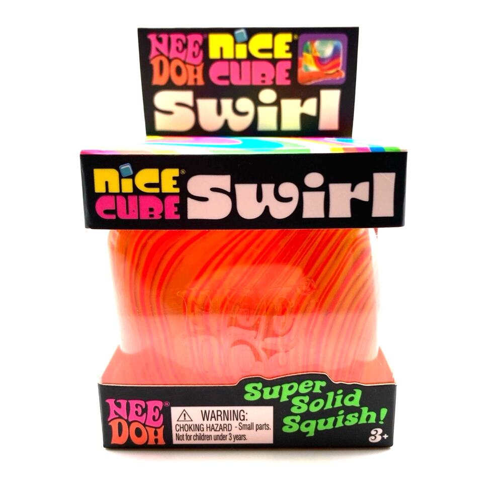 Schylling Nee Doh Nice Cube Swirl Super Solid Squish Sensory Toy Orange New